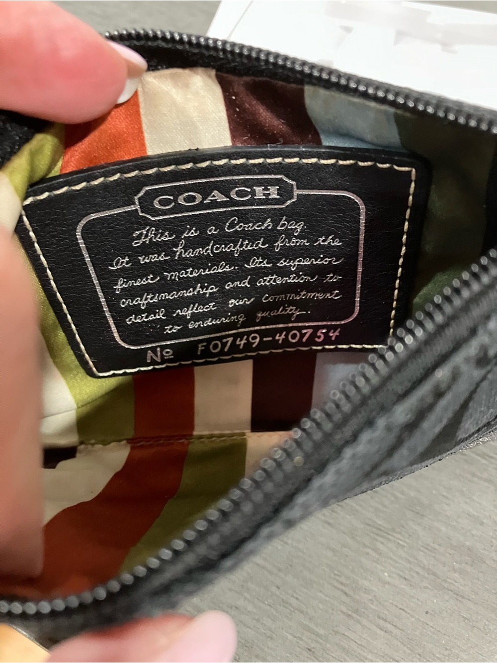Coach Black Wristlet with legacy lining - Picture 6 of 6